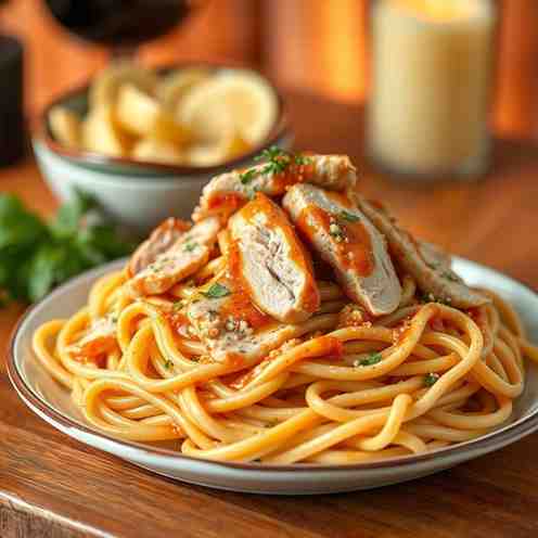 Egyptian Pasta with Cream Sauce & Chicken